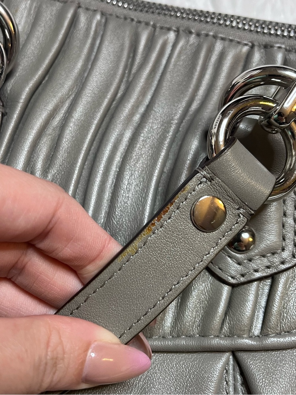Coach Gray Leather Shoulder Bag with Silver-Tone Hardware - Picture 7 of 11